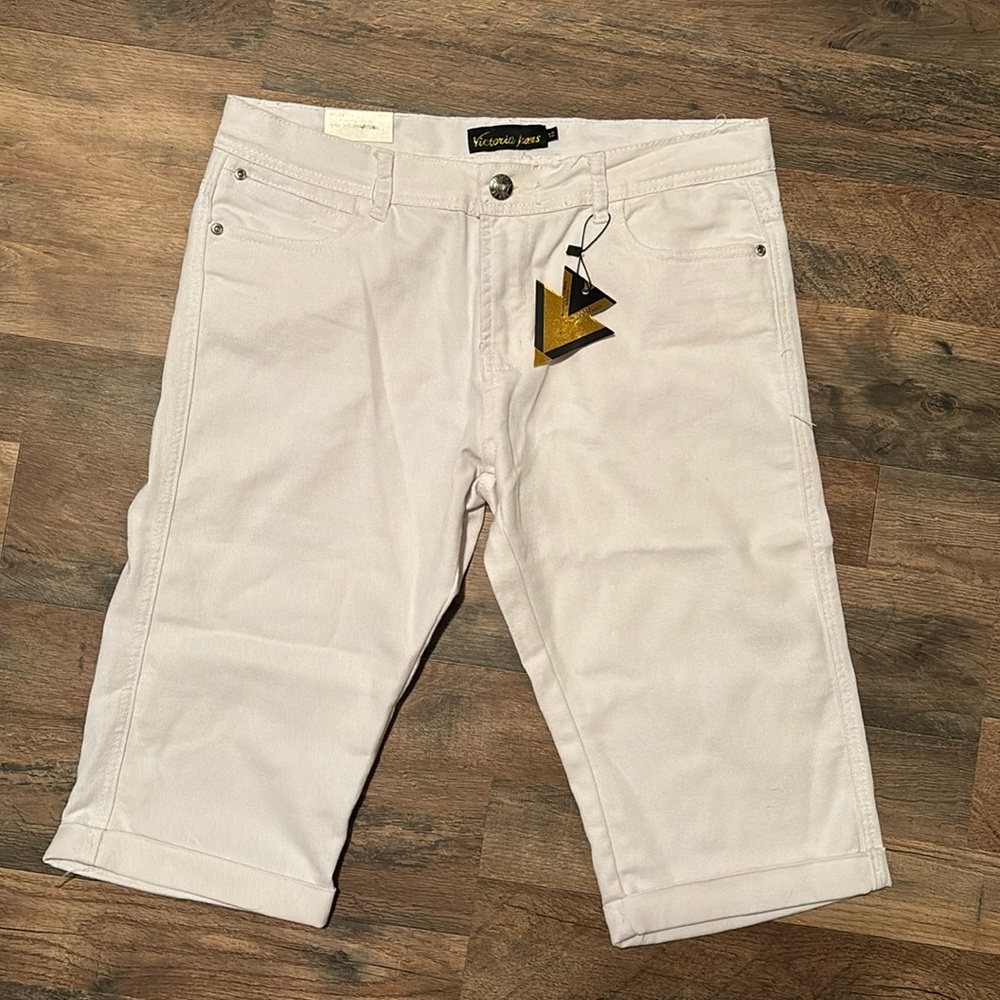 Victoria jeans white shorts capri bermuda size 12